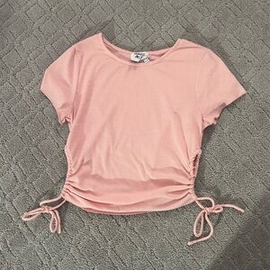 Pink Ruched Side Tie Top